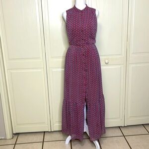 BANANA REPUBLIC  Women's Print  Button-Front Maxi Dress Red Peony Size 4
